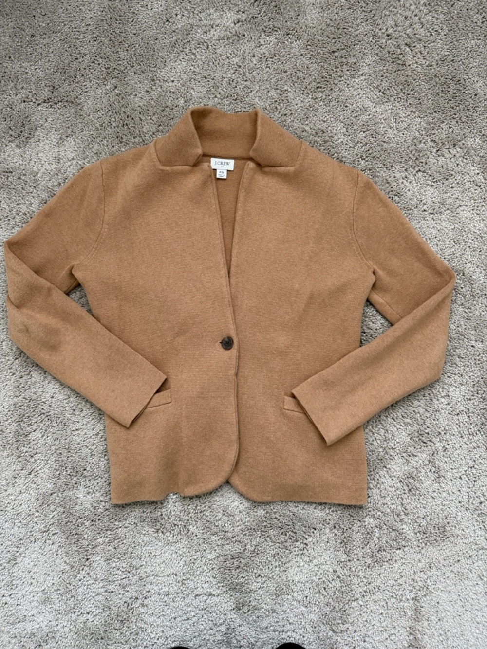 J. Crew Camel Single-Button Knit Blazer